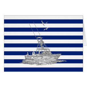 Marlin Fishing Chrome on Nautical Stripes