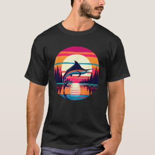 Marlin Fishing Sunset Retro Style Vintage 80s 70s  T-Shirt