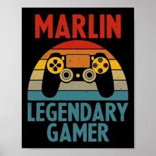 Marlin Gift Name Personalised Funny Gaming Geek Bi Poster