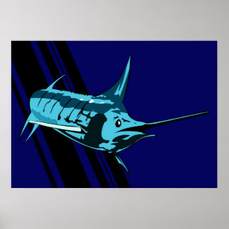 Marlin in the shadows Illustration print