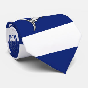 Marlin Swordfish Chrome on Nautical navy Stripes Tie