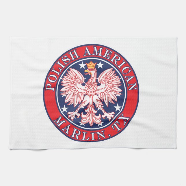 Marlin Texas Polish American Eagle Tea Towel (Horizontal)