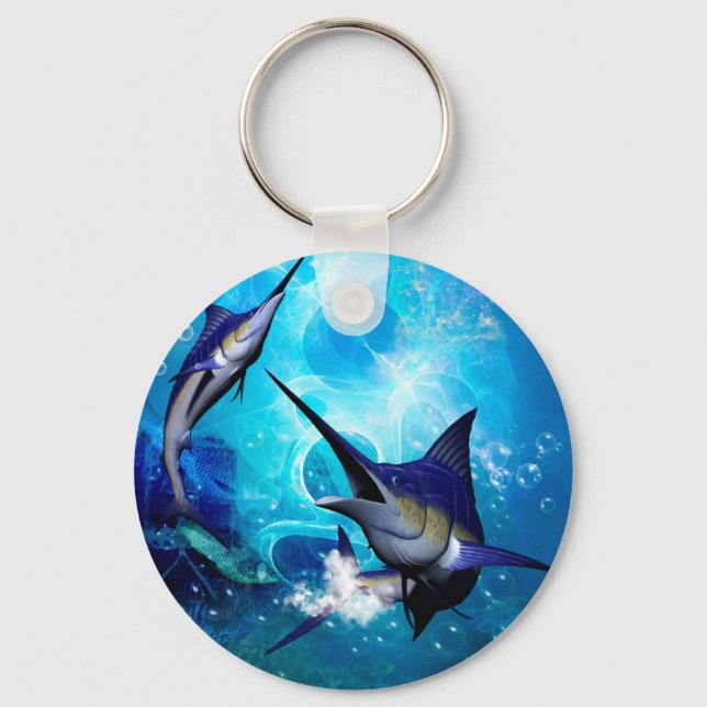 Marlin with bubbles key ring (Front)