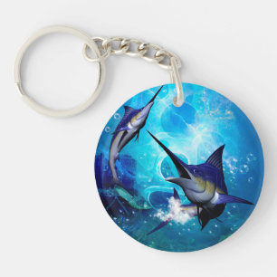 Marlin with bubbles key ring