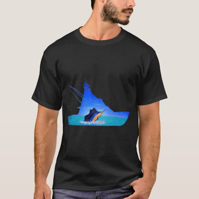 Marlin with fishing boat T-Shirt (Front)