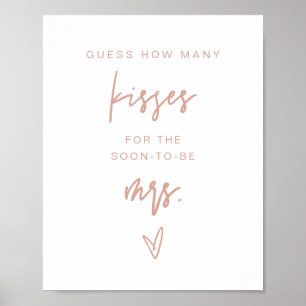 MARLO Blush Pink How Many Kisses Bridal Game Poster