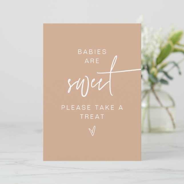 MARLO Bohemian Beige Babies Are Sweet Favour Sign  Invitation (Standing Front)