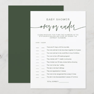 MARLO Bohemian Green Over Under Baby Shower Game Invitation