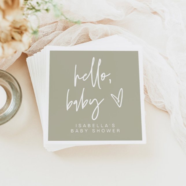 MARLO Bohemian Sage Green Baby Shower Napkins (Creator Uploaded)