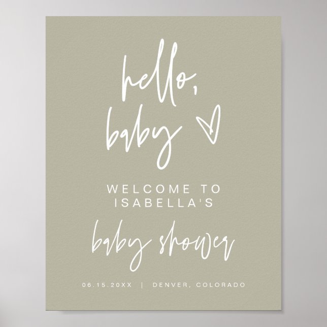 MARLO Bohemian Sage Green Shower Welcome Poster (Front)