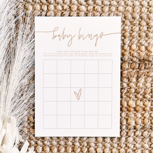 MARLO Boho Beige Baby Shower Bingo Game Card (Creator Uploaded)