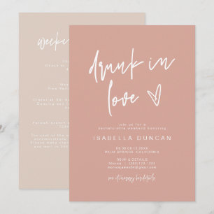 MARLO Boho Blush Pink Drunk In Love Bachelorette Invitation