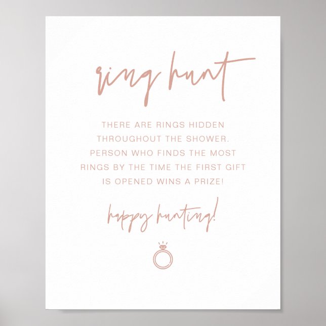 MARLO Boho Blush Ring Hunt Bridal Shower Game  Poster (Front)