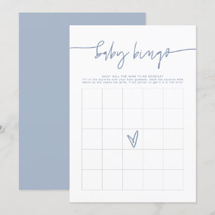 MARLO Boho Dusty Blue Baby Shower Bingo Game Card