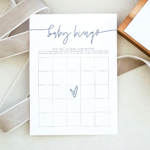 MARLO Boho Dusty Blue Baby Shower Bingo Game Card