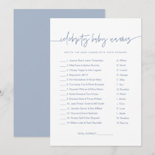 MARLO Boho Dusty Blue Celebrity Baby Names Game Invitation