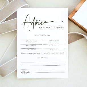MARLO Boho Forest Green Baby Advice & Predictions Invitation