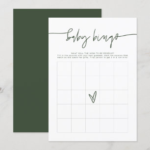 MARLO Boho Forest Green Baby Shower Bingo Game  Invitation