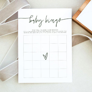 MARLO Boho Forest Green Baby Shower Bingo Game Invitation