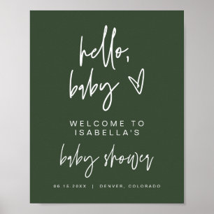 MARLO Boho Forest Green Baby Shower Welcome Poster