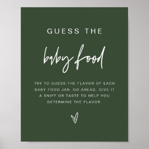 MARLO Boho Forest Green Guess the Baby Food Game  Poster