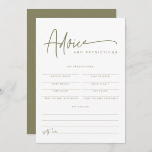 MARLO Boho Olive Green Baby Advice & Predictions Invitation