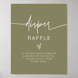 MARLO Boho Olive Green Diaper Raffle Game Sign