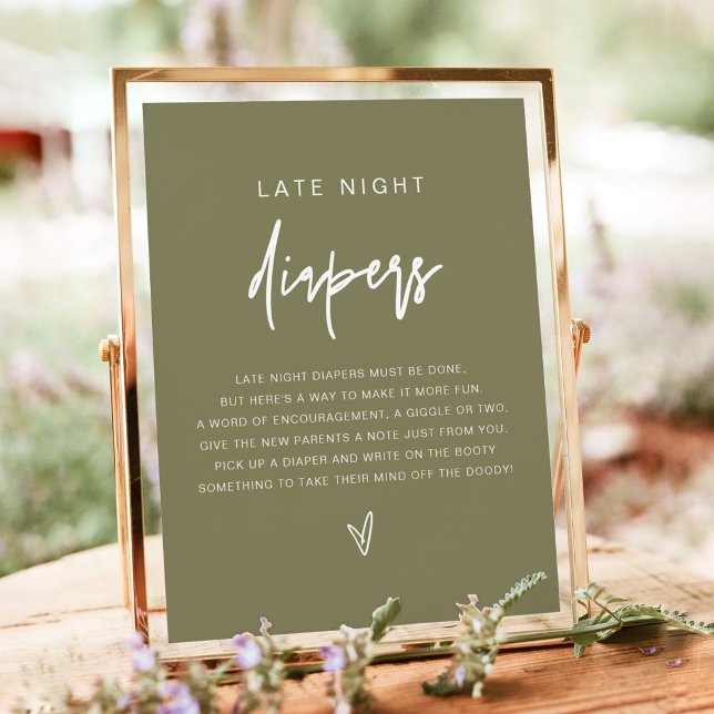 MARLO Boho Olive Green Late Night Diapers Game Poster (Creator Uploaded)