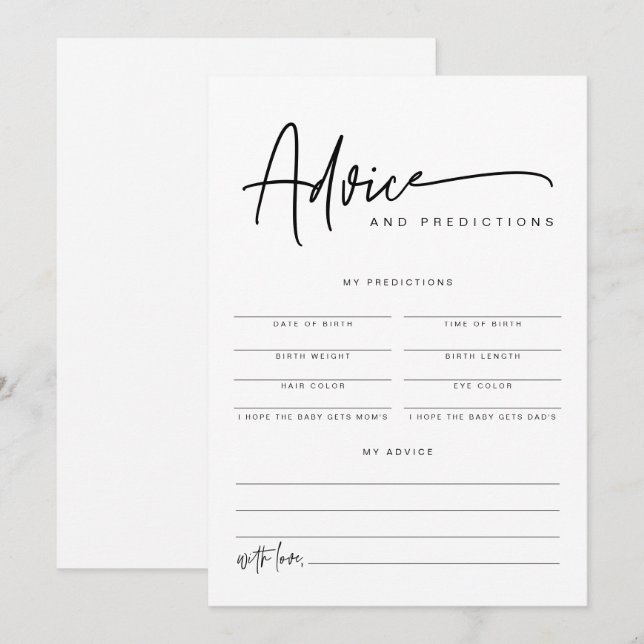 MARLO Bold Contemporary Advice & Predictions  Invitation (Front/Back)