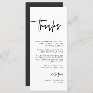 MARLO Contemporary Bold Wedding Table Thank You Menu