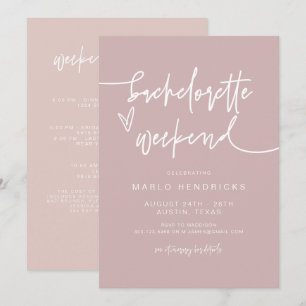 MARLO Dusty Rose Bachelorette Weekend Itinerary Invitation