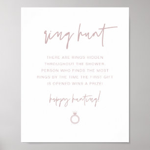 MARLO Dusty Rose Boho Ring Hunt Bridal Shower Game Poster
