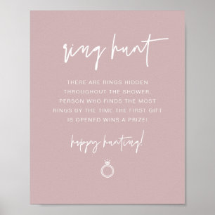 MARLO Dusty Rose Boho Ring Hunt Bridal Shower Game Poster