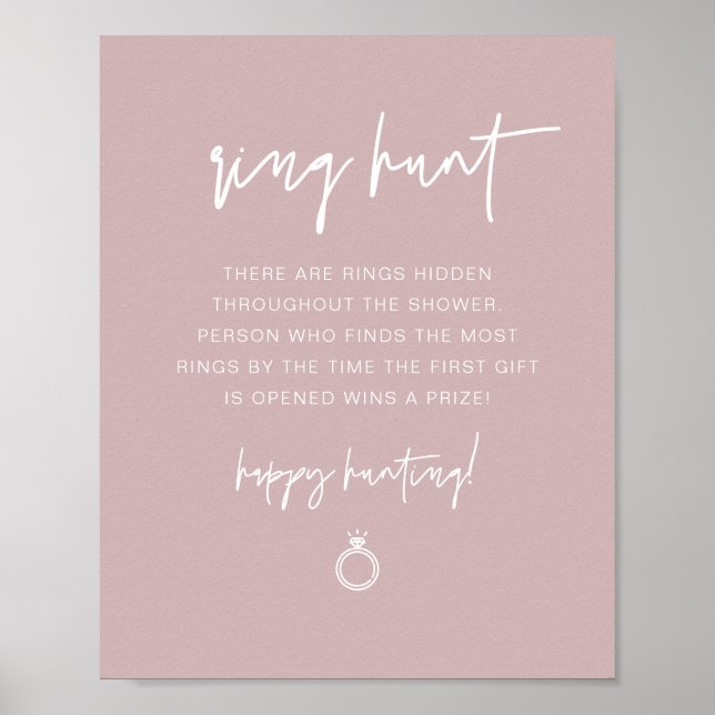 MARLO Dusty Rose Boho Ring Hunt Bridal Shower Game Poster (Front)