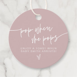 MARLO Dusty Rose Pop When She Pops Shower Favour Tags