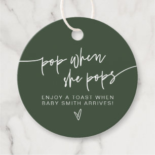 MARLO Forest Green Boho Pop When She Pops Shower  Favour Tags