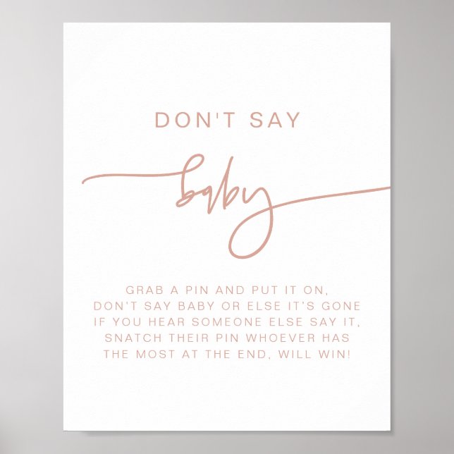 MARLO Modern Boho Blush Pink Don't Say Baby Sign (Front)