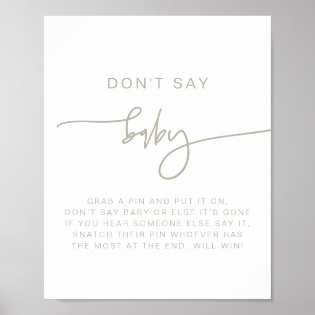 MARLO Modern Boho Sage Green Don't Say Baby Sign (Front)