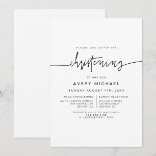 MARLO Modern Bold Contemporary Christening  Invitation
