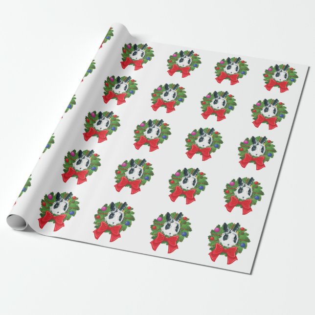 Marlon Bundo Christmas wreath wrapping paper (Unrolled)