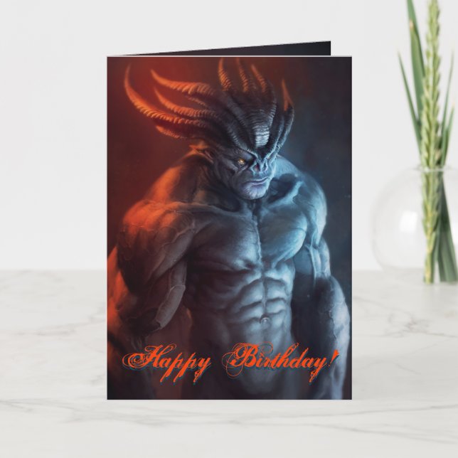 Marloth Grater Demon of Might Birthday Card (Front)