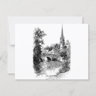Marlow Church and Bridge Sketch   Postcard