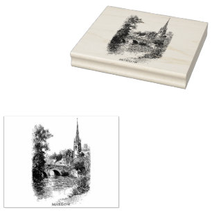 Marlow Church and Bridge Sketch   Rubber Stamp