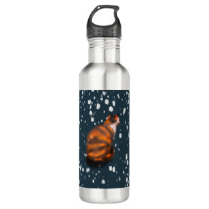 Marmalade cat in snow 710 ml water bottle