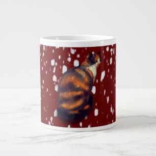 Marmalade cat in snow giant coffee mug