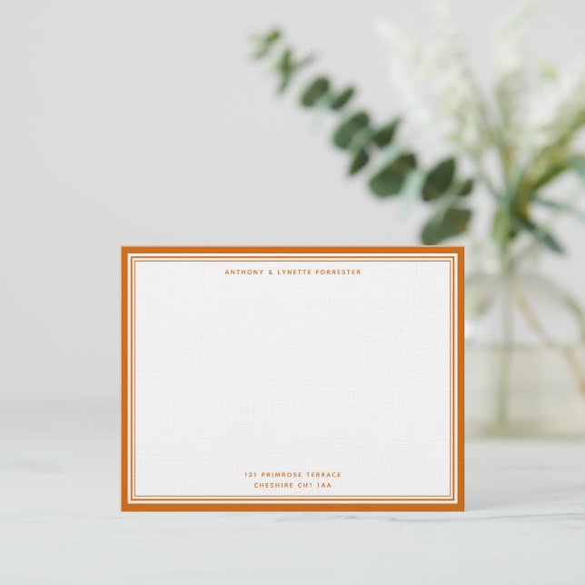 Marmalade Orange Border Couple's  Card (Standing Front)