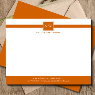 Marmalade Orange Professional Monogram Business  Card