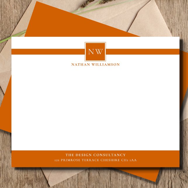 Marmalade Orange Professional Monogram Business  Card (Creator Uploaded)