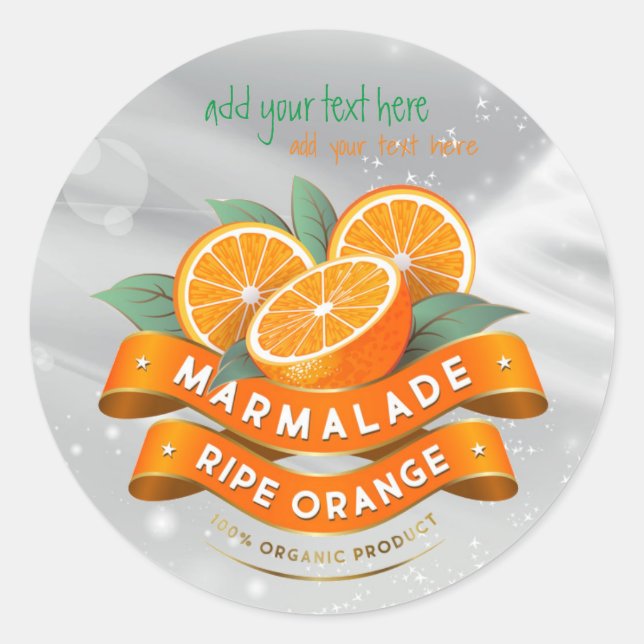 Marmalade Ripe Orange Jam Round Sticker Label (Front)