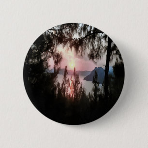 Marmaris Sunset Framed By Palm Trees Landscape Art 6 Cm Round Badge